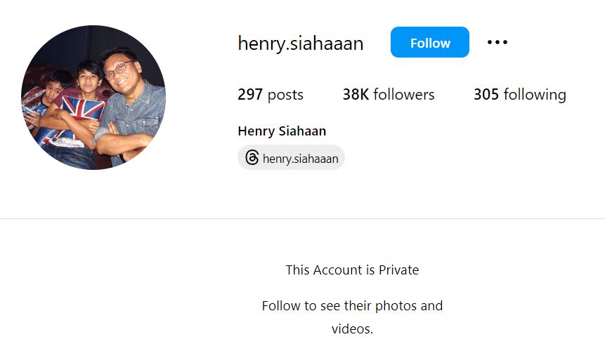 Henry Siahaan's Instagram account