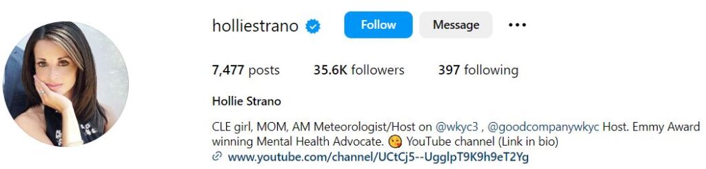 Hollie Strano's Instagram account