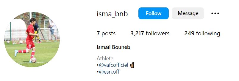 Ismail Bouneb's Instagram account