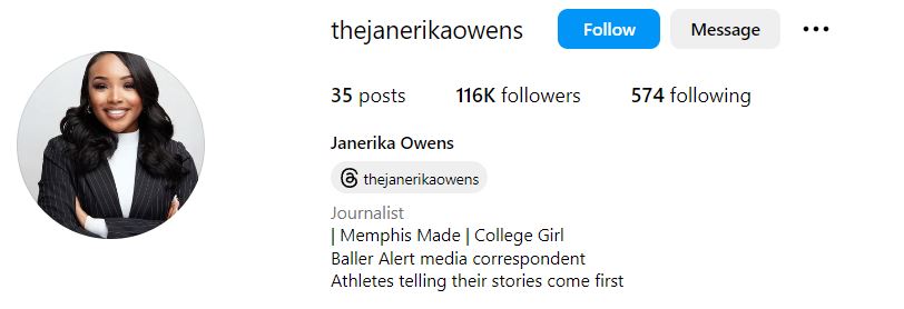 Janerika Owens' Instagram account