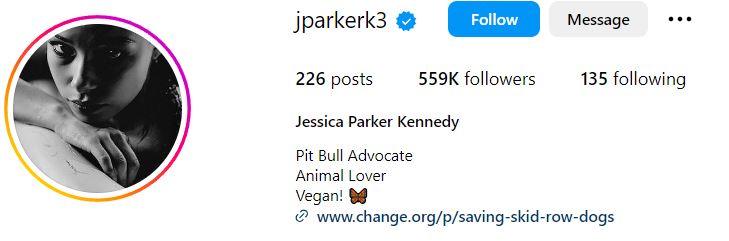 Jessica Parker Kennedy's Instagram account