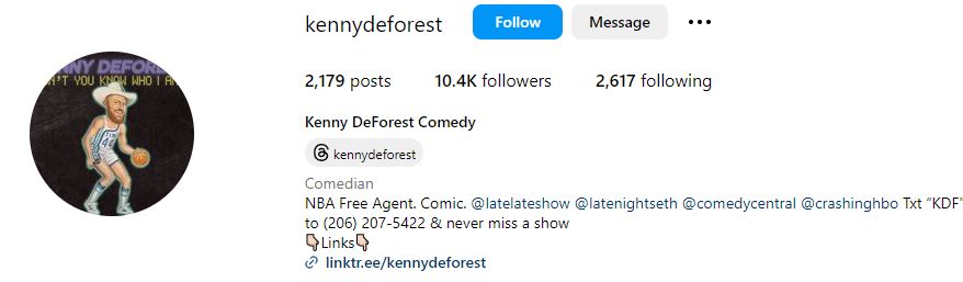 Kenny DeForest's Instagram account