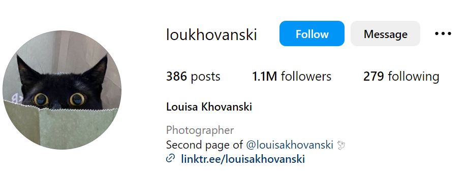Louisa Khovanski's Instagram account