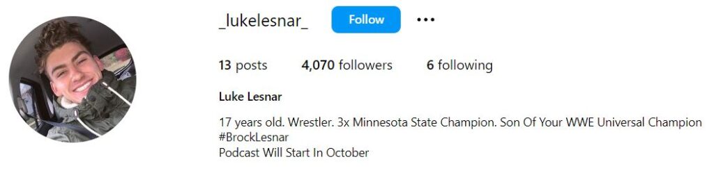 Luke Lesnar's Instagram account