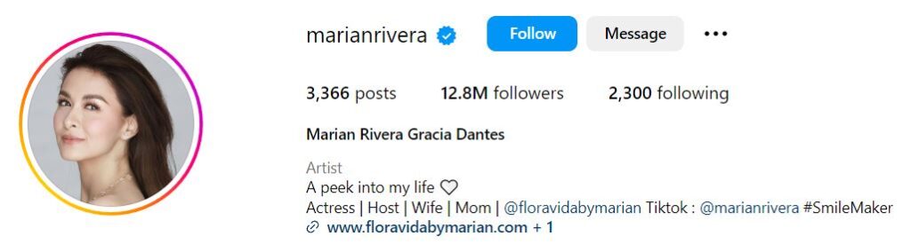 Marian Rivera's Instagram account