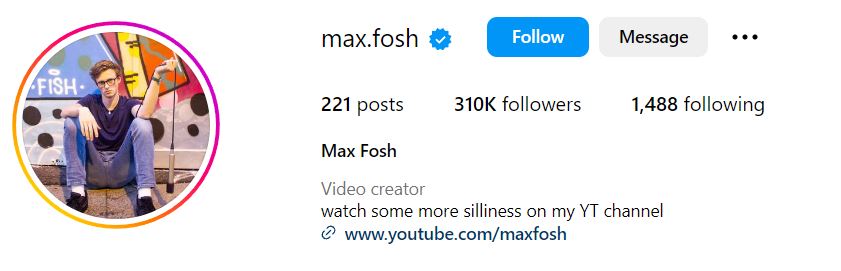 Max Fosh's Instagram account