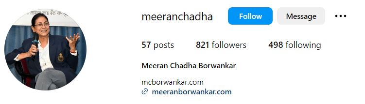 Meeran Borwankar's Instagram account