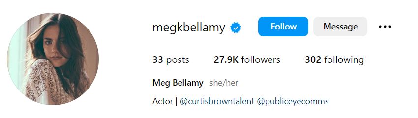 Meg Bellamy's Instagram account