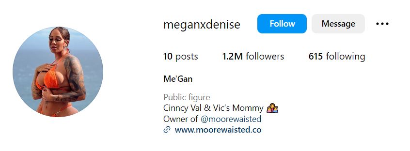 Megan Denise' Instagram account