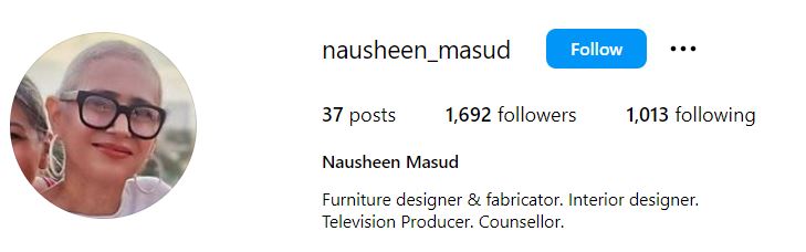 Nausheen Masood's Instagram account