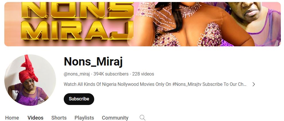 Nons Miraj's Youtube channel