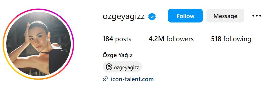 Özge Yağız's Instagram account
