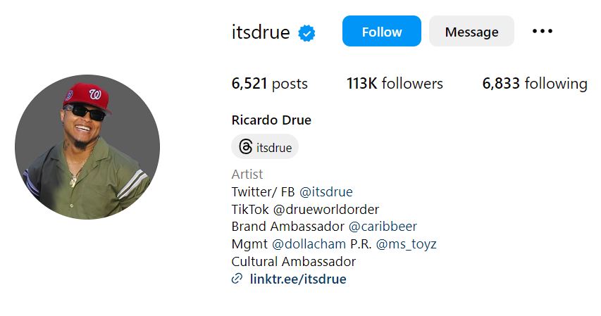 Ricardo Drue's Instagram account