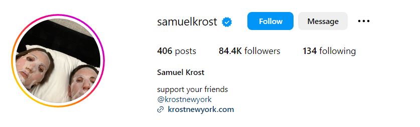 Samuel Krost's Instagram account