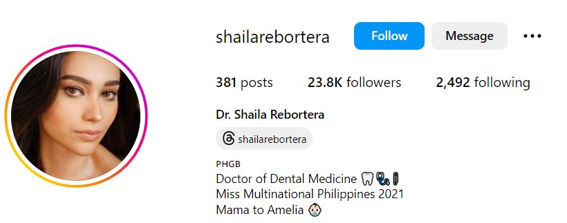 Shaila Rebortera's Instagram account
