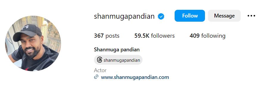 Shanmuga Pandian's Instagram account