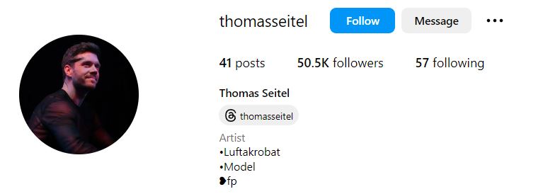 Thomas Seitel's Instagram account