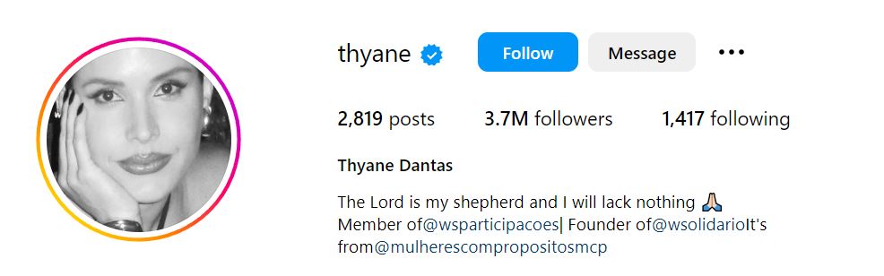 Thyane Dantas' Instagram account