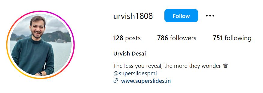 Urvish Desai's Instagram account