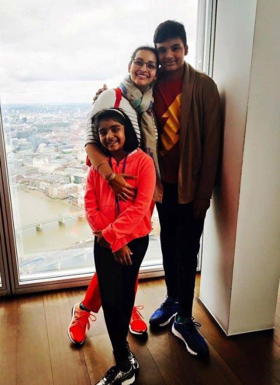 Aadhya Konidela with her mother and brother