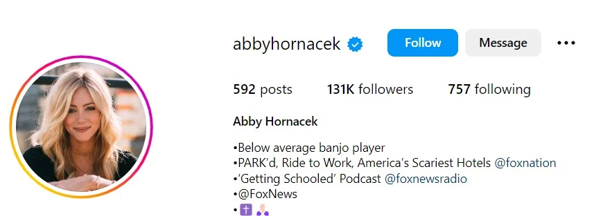 Abby Hornacek's Instagram account