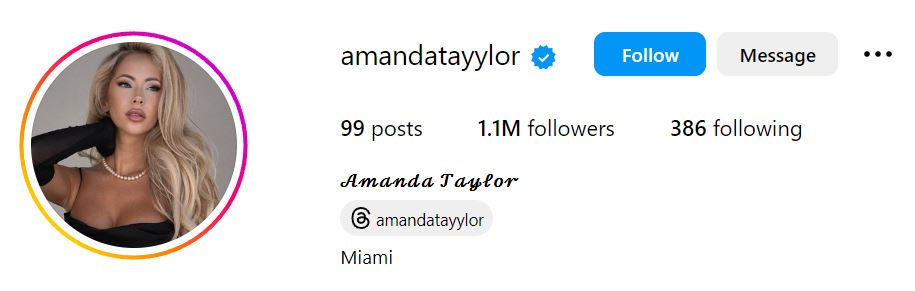 Amanda Taylor's Instagram account