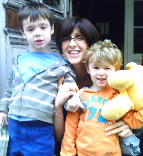 An old photo of Emma Beddington with her sons
