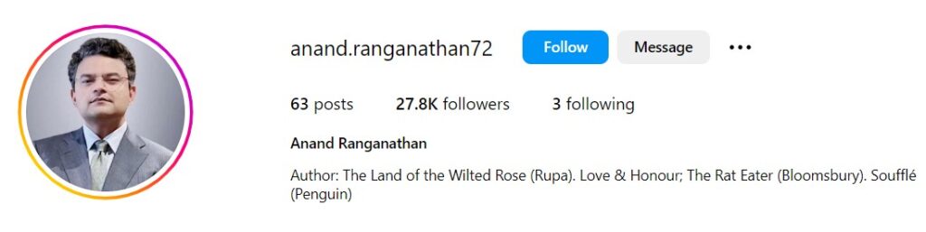 Anand Ranganathan's Instagram account