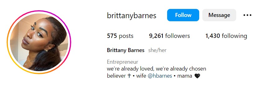 Brittany Johnson's Instagram account
