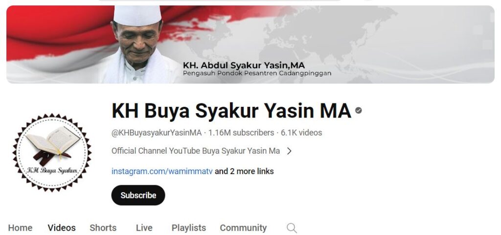 Buya Syakur Yasin's Youtube channel
