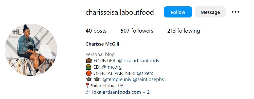 Charisse Mcgill's IG profile
