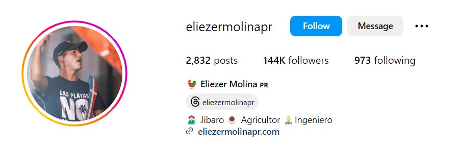 Eliezer Molina's Instagram account