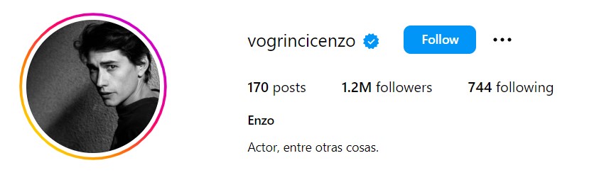 Enzo Vogrincic's Instagram account