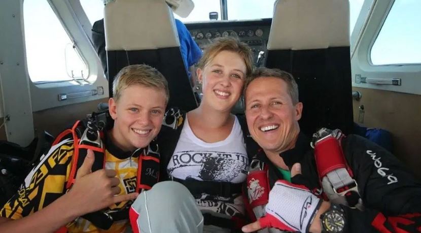 Gina Schumacher with her dad Michael and brother