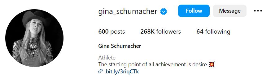 Gina Schumacher's Instagram account