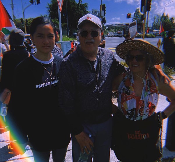 Hana-Rawhiti Maipi-Clarke with her grandparents