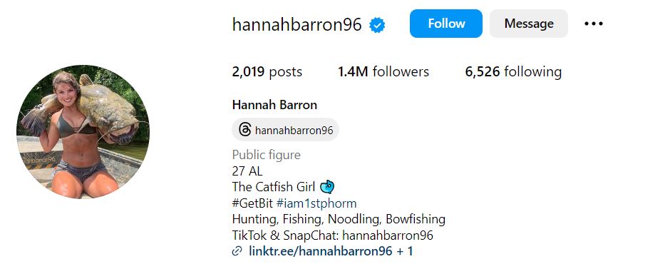Hannah Barron's Instagram account