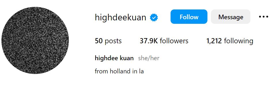 Highdee Kuan's Instagram account