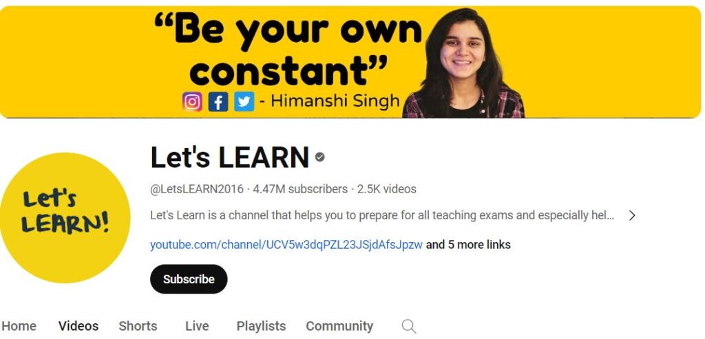 Himanshi Singh's Youtube channel