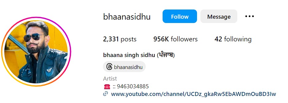IG Profile of Bhaana Sidhu