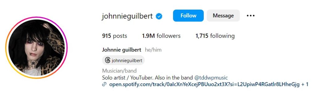 Johnnie Guilbert's Instagram account