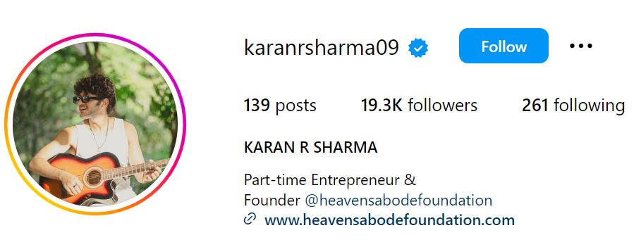 Karan Sharma's Instagram account