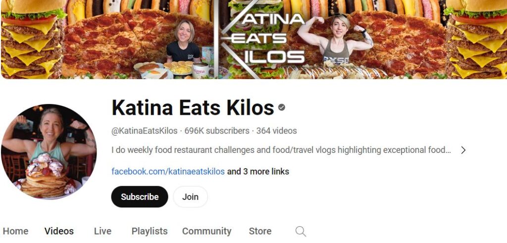 Katina Eats Kilos' Youtube channel