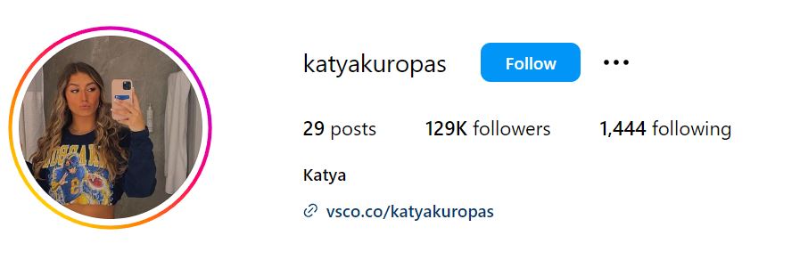 Katya Kuropas' Instagram account