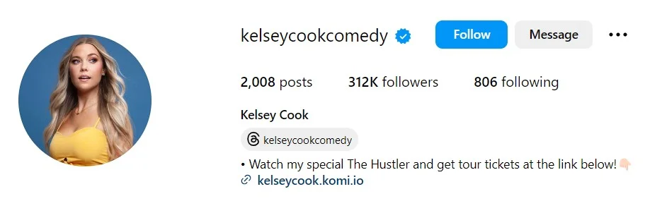 Kelsey Cook's Instagram account
