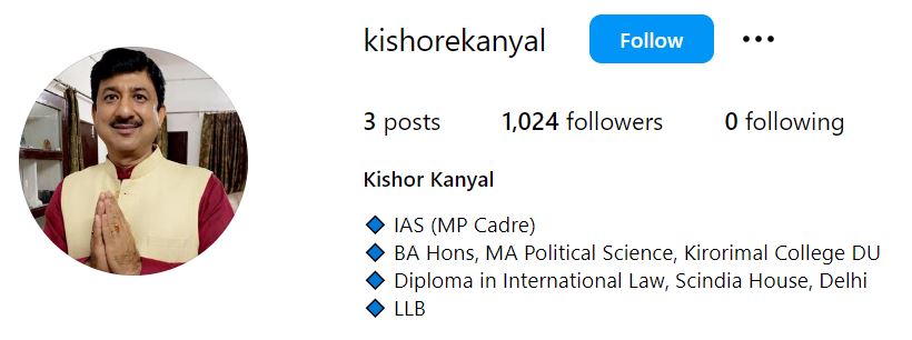 Kishore Kanyal's Instagram account