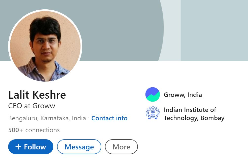 Lalit Keshre's LinkedIn account
