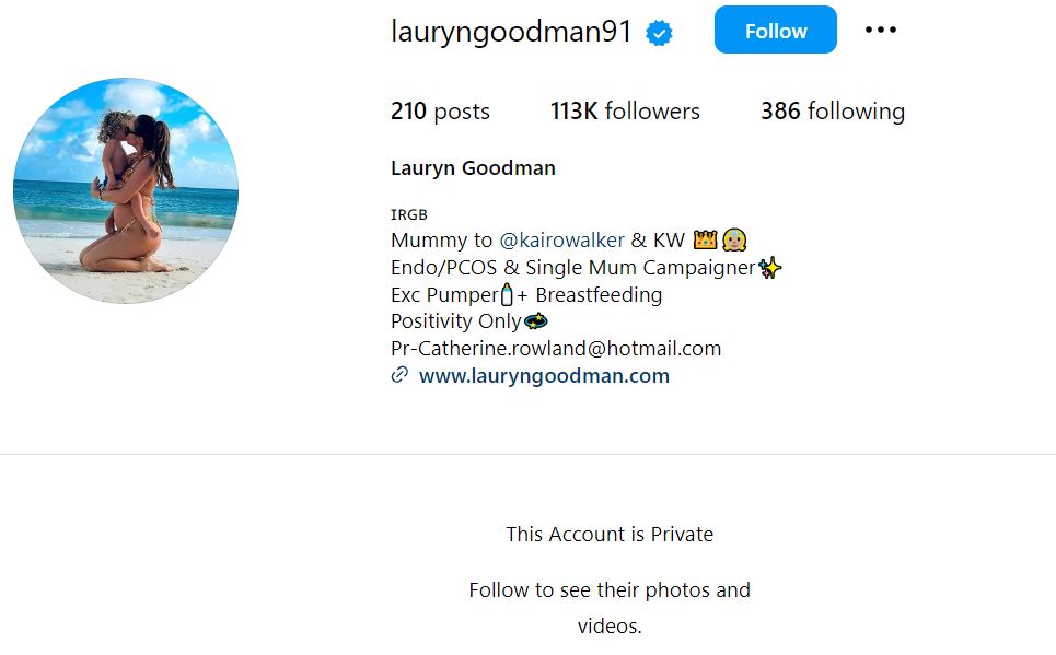 Lauryn Goodman's IG account
