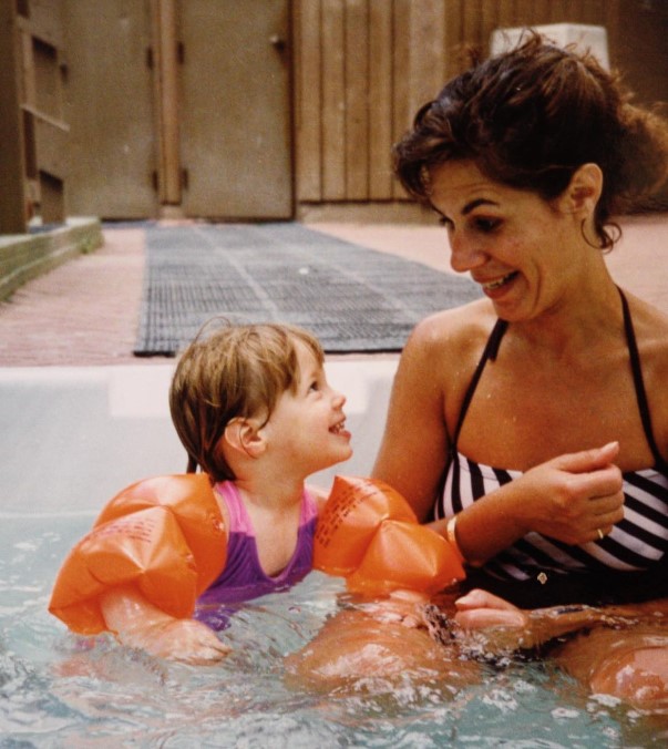 Lisa Gilroy with her mother during her childhood days