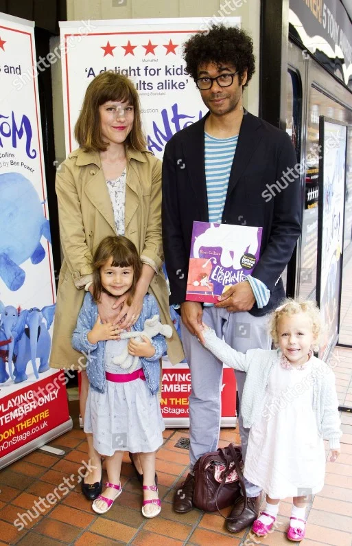 Lydia Fox and Richard Ayoade with their kids